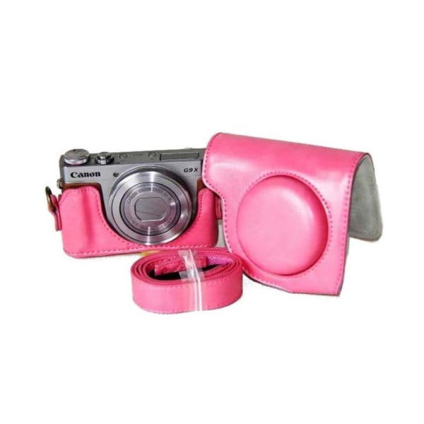 Generic Canon Powershot G9 X / S110 S120 Pu Læder Beskyttende Etui - R Pink