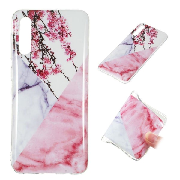 Generic Marble Samsung Galaxy A50 Cover - Blomstret Marmor Pink