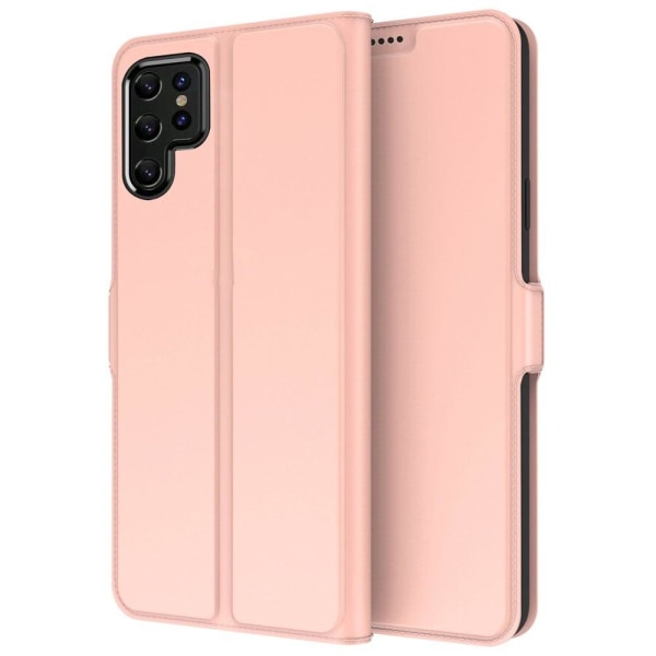 Generic Smooth Og Thin Premium Pu Læder Etui Til Samsung Galaxy S21 Ultr Pink