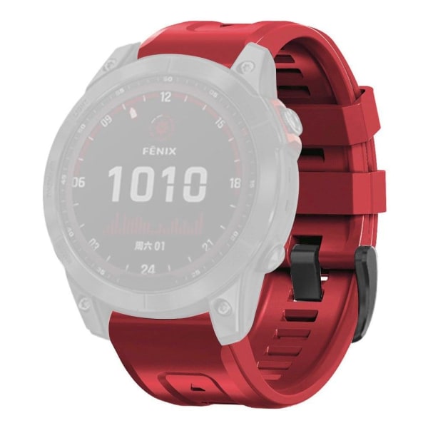 Generic Garmin Fenix 7 Silicone Watch Strap With Buckle - Dark Red