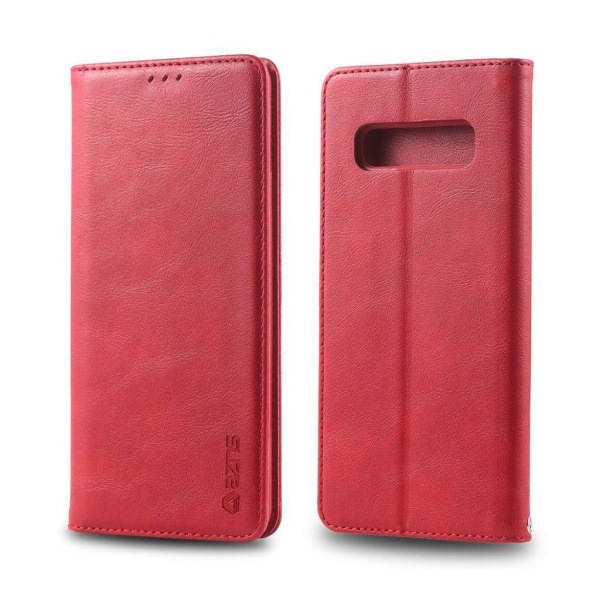 Generic Azns Samsung Galaxy S10 Plus Retro Stil Læder Flip Etui - Rød Red