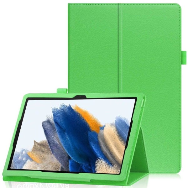 Generic Foldable Case With Lichi-texture For Samsung Galaxy Tab A8 10.5 Green