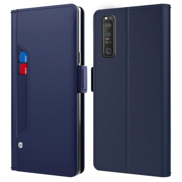Generic Phone Etui Med Make-up Mirror Og Slick Design Til Sony Xperia 1 Blue