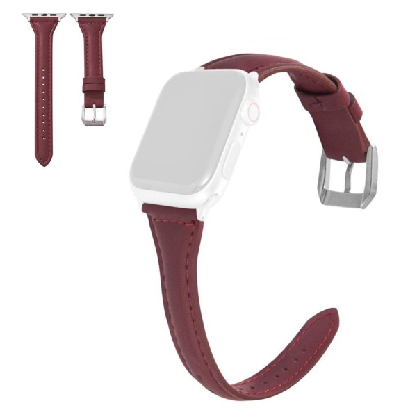 Generic Apple Watch Series 6 / 5 40mm Simple Leather Band - Wine R Red
