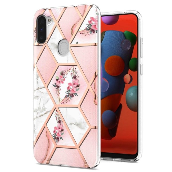 Generic Marble Samsung Galaxy M11 / A11 Etui - Lyserød Blomster Pink