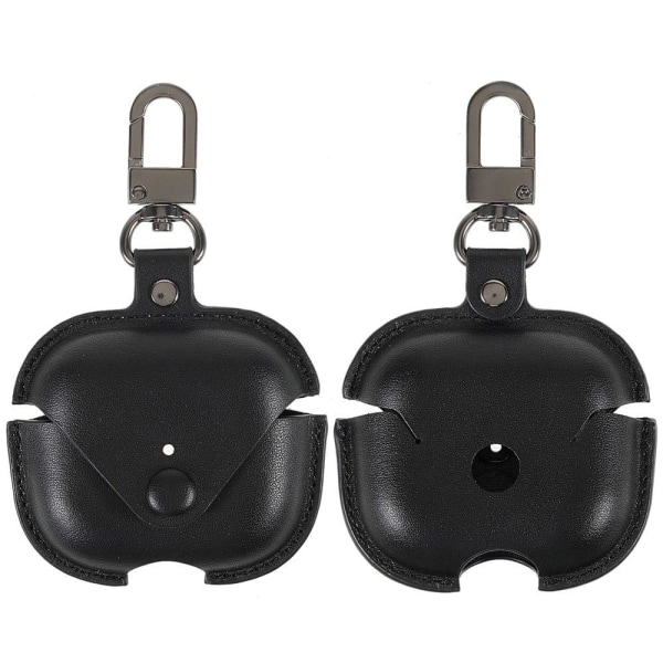 Generic Airpods 3 Pu Leather Case With Keychain - Black