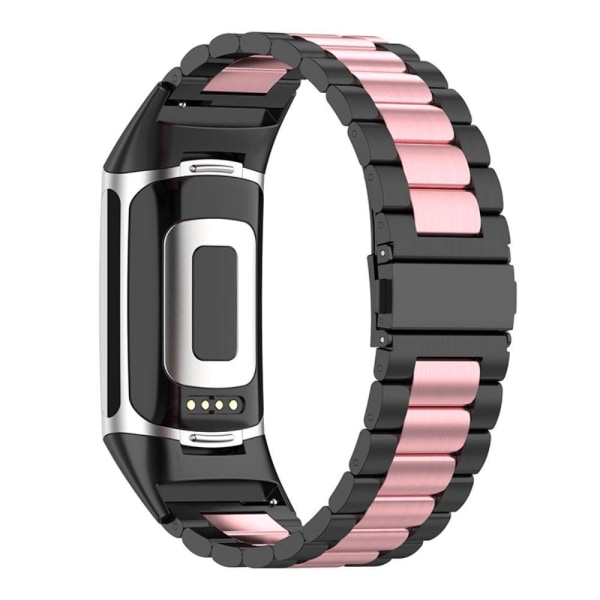 Generic Fitbit Charge 5 Triple Bead Style Watch Strap - Black / Pink B Multicolor
