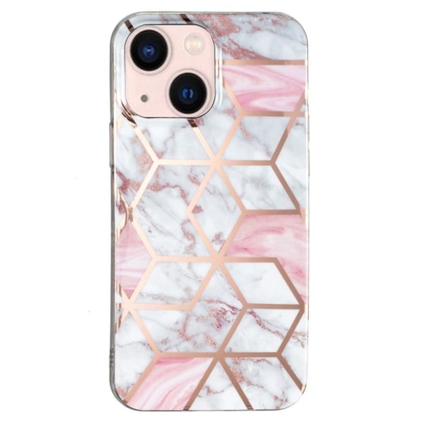 Generic Marble Iphone 13 Mini Etui - Lyserød / Hvid Marmor Pink