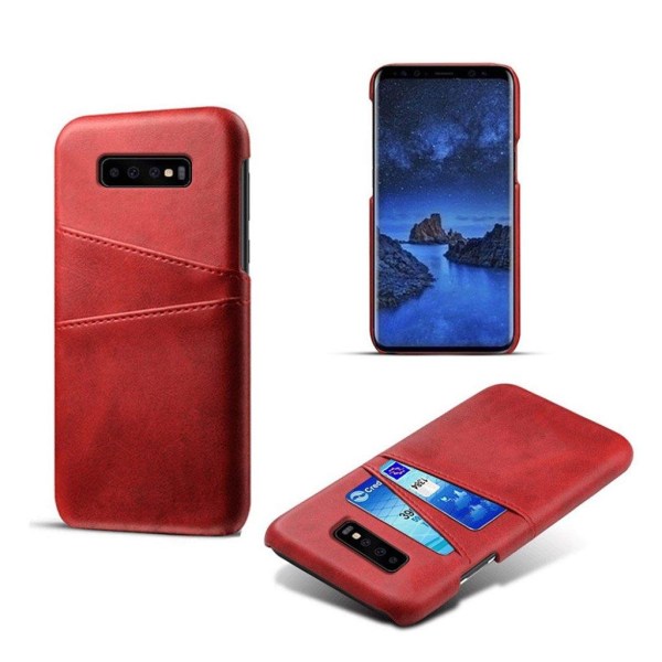 Generic Samsung Galaxy S10 Dobbelt Kortholder Læderetui - Rød Red