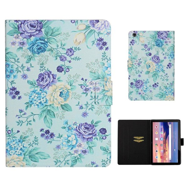 Generic Huawei Mediapad T5 Pattern Leatherflip Case - Purple Flower Multicolor