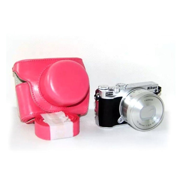 Generic Nikon 1 J5 Pu Læder Beskytter Etui - Rose Pink