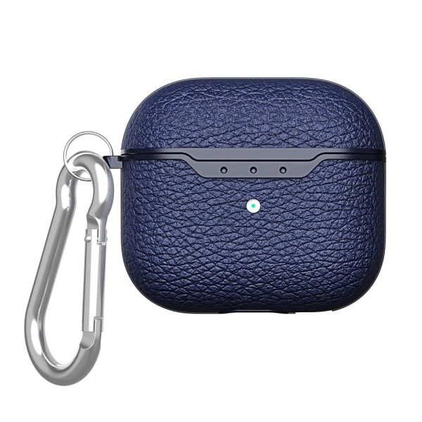 Generic Airpods 3 Litchi Texture Case With Keychain - Blue