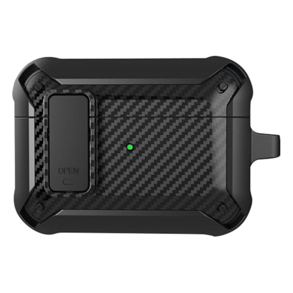 Generic Carbon Fiber Style Case With Buckle For Airpods Pro 2 - Black