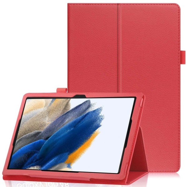 Generic Foldable Case With Lichi-texture For Samsung Galaxy Tab A8 10.5 Red