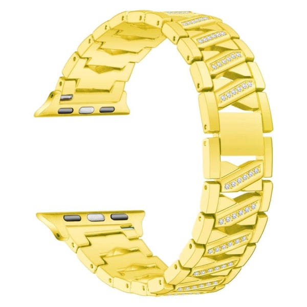 Generic Apple Watch (45mm) Rhinestone X Design Strap - Gold