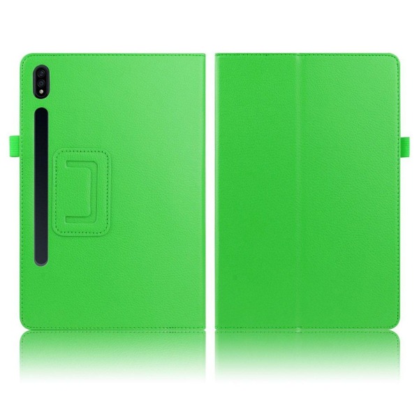 Generic Samsung Galaxy Tab S7 Plus Litchi Læder Flip Etui - Grøn Green