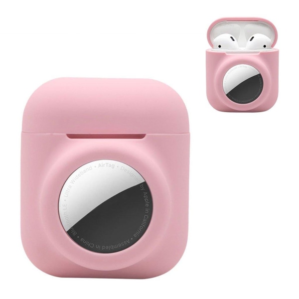 Generic 2-in-1 Silicone Case For Airpods / Airtag - Pink