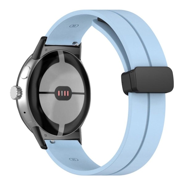 Generic Google Pixel Watch Silicone Strap - Black Buckle / Sky Blu Blue