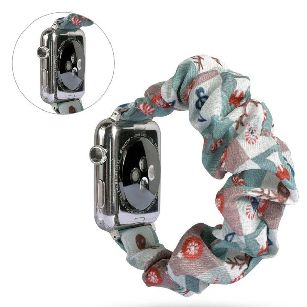 Generic Apple Watch Series 5 44mm Mønster Stof Urrem - Juleting Multicolor
