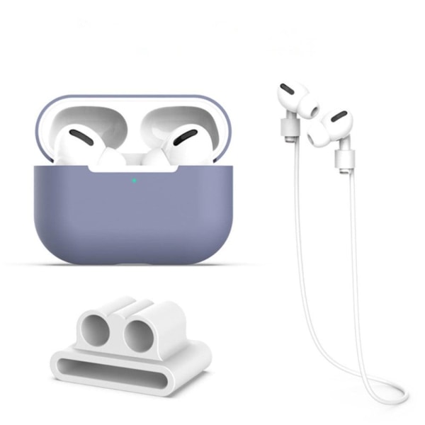 Generic Airpods Pro 2 Silicone Cover With Strap And Earbud Holder - Purp Purple