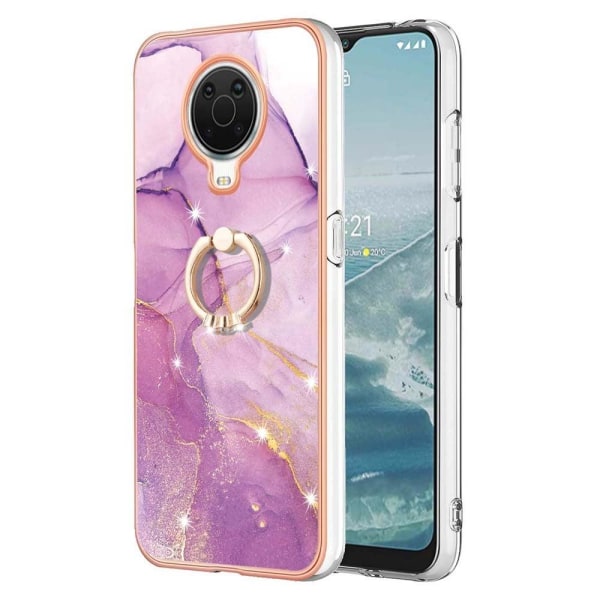 Generic Marble Mønstret Cover Med Ring Holder Til Nokia G10 / G20 - Lyse Pink