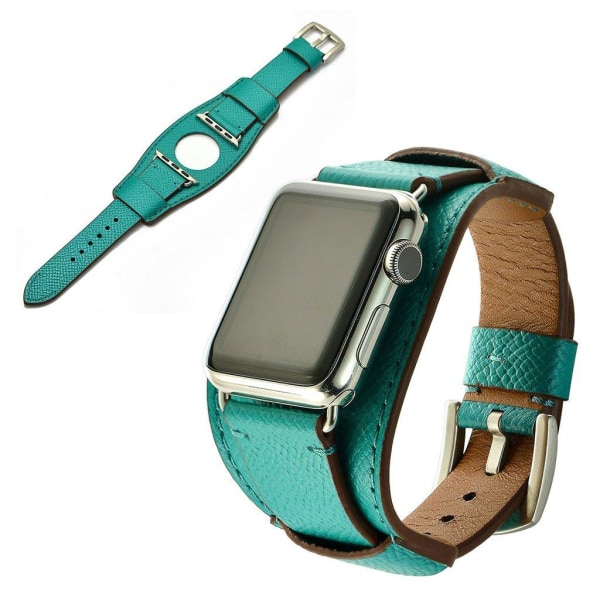 Generic Apple Watch Series 5 44mm Cool Themed Ægte Læder Urrem - Grøn Green