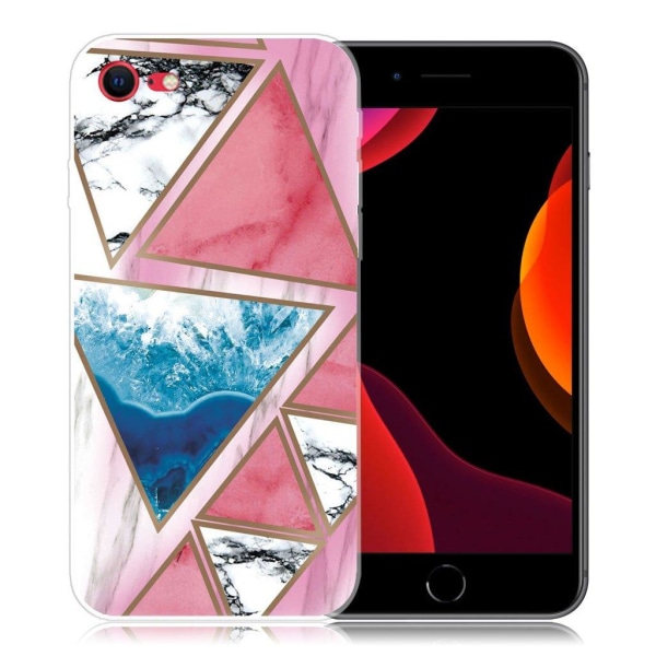 Generic Marble Iphone Se 2020 / 8 7 Etui - Hvid Blå Rose Triangle Multicolor