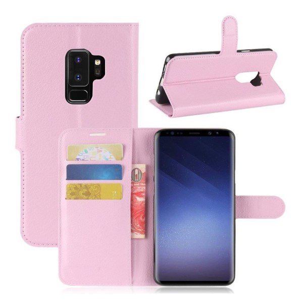 Generic Samsung Galaxy S9 Plus Litchi Skin Pu Læder Flip Etui - Pink
