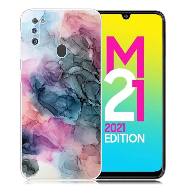 Generic Marble Samsung Galaxy M21 2021 Etui - Osmose Of Rose Og Grøn Multicolor