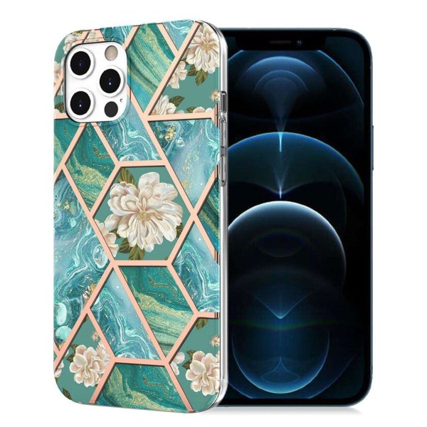Generic Marble Iphone 12 / Pro Case - Green Flower