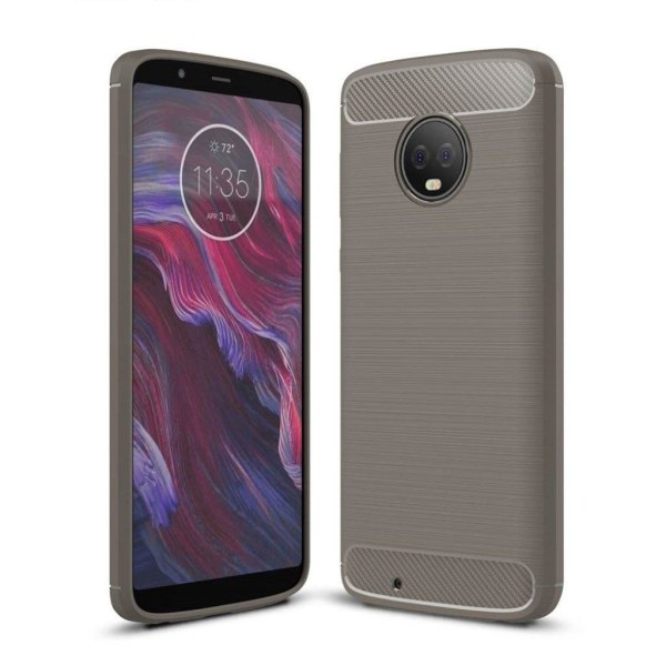 Generic Motorola Moto G6 Etui I Silikone Med Carbon Lignende Design - Gr Silver Grey