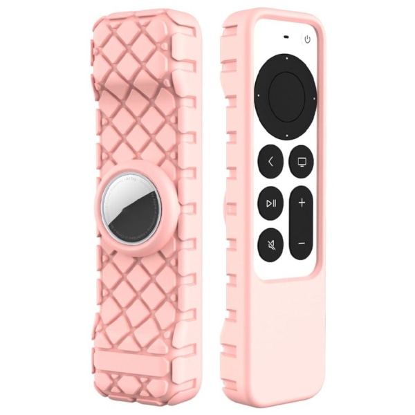 Generic Apple Tv 4k (2021) Rhombus Design Silicone Cover - Pink