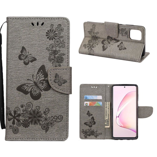 Generic Butterfly Samsung Galaxy Note 10 Lite Etui - Grå Silver Grey