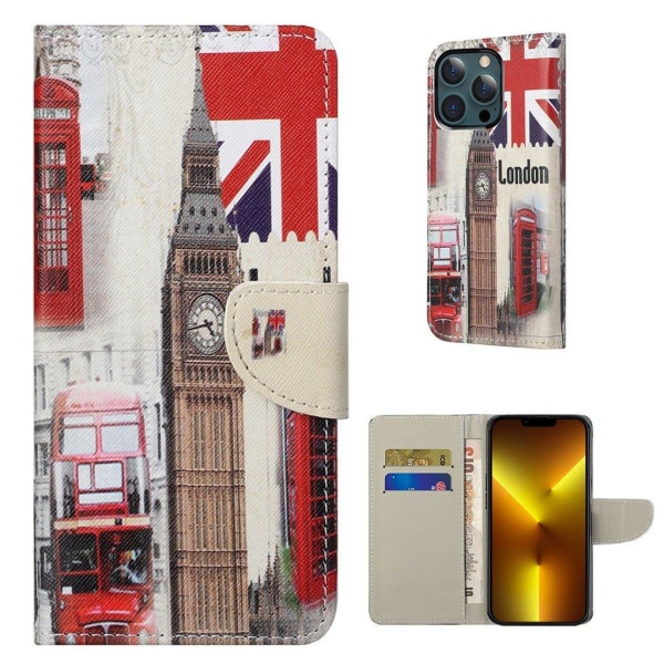 Generic Wonderland Iphone 13 Pro Max Flip Case - Big Ben And Uk Flag Multicolor