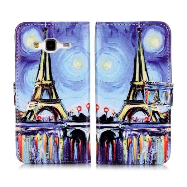 Generic Samsung Galaxy J3 (2016) / Etui - Stjernehimmel Og Eiffeltårn Multicolor