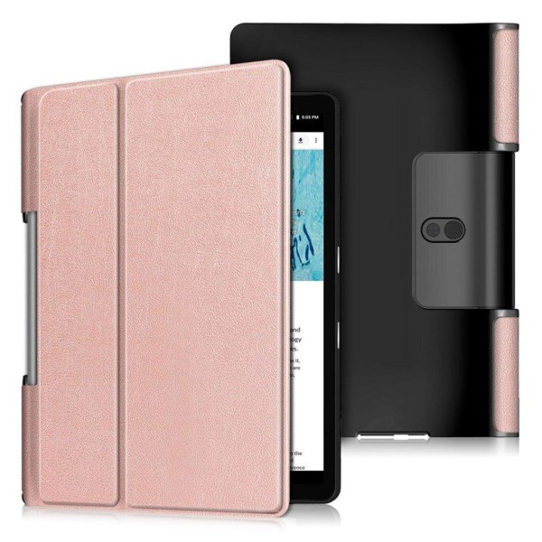 Generic Lenovo Yoga Smart Tab 10.1 Tre-folds Simpel Læder Flip Etui - Rø Pink