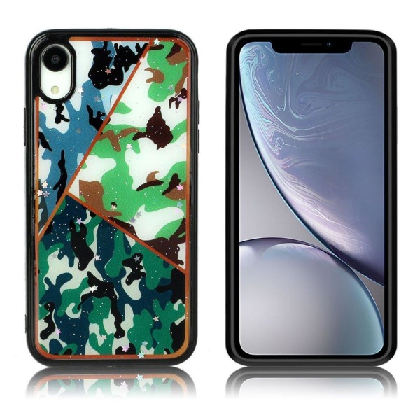 Generic Marble Iphone Xr Etui - Tri-camouflage Mønster Green