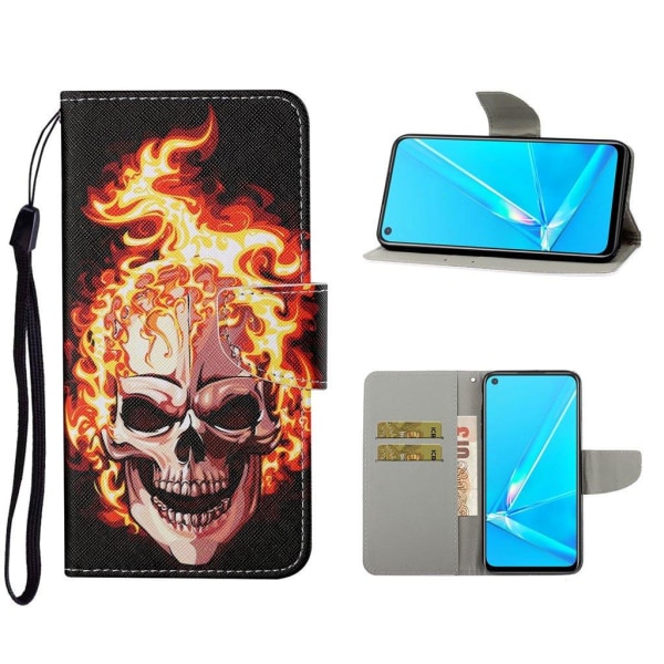 Generic Wonderland Samsung Galaxy A72 5g Flip Etui - Skull In Fire Red