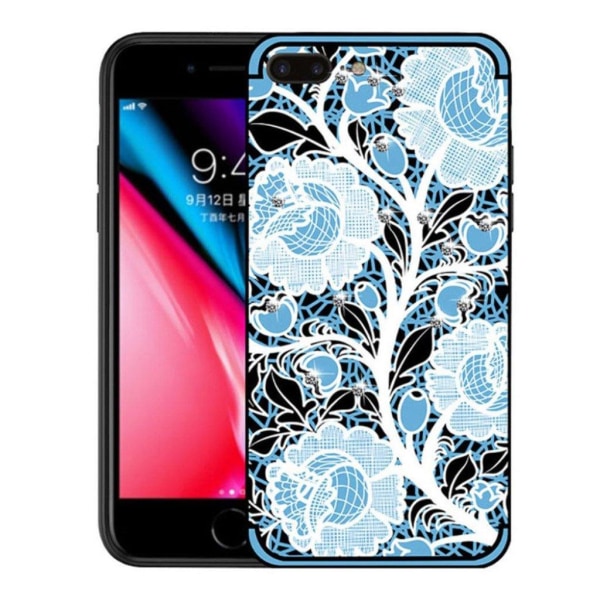 Generic Nxe Iphone 7 Plus / 8 Rose Mønster Rhinsten Décor Blød Tpu Blue