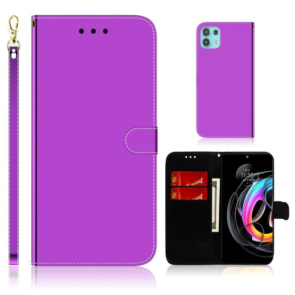 Generic Mirror Motorola Edge 20 Lite Flip Etui - Lilla Purple