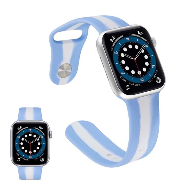 Generic Apple Watch 40mm Color Stripe Silicone Strap - Lilac Blue