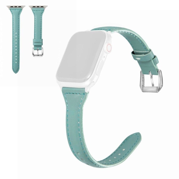 Generic Apple Watch Series 6 / 5 40mm Simple Leather Band - Cyan Green