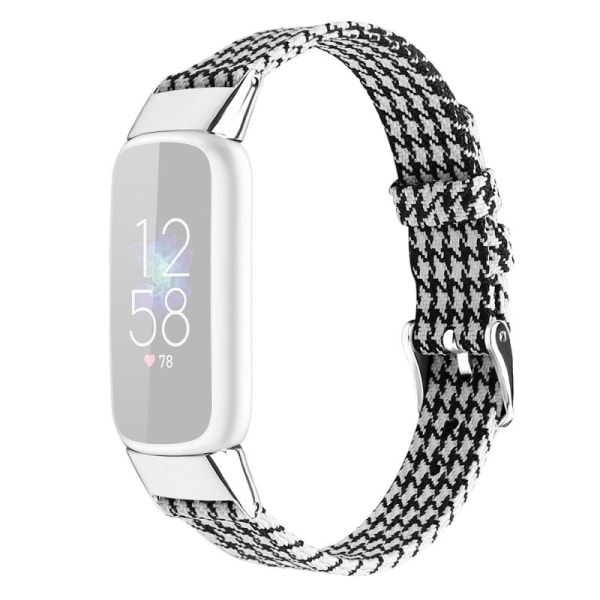 Generic Fitbit Luxe Canvas Watch Strap - Black / White Grid Size: S