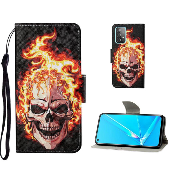 Generic Wonderland Samsung Galaxy A52 5g Flip Etui - Skull In Flames Red