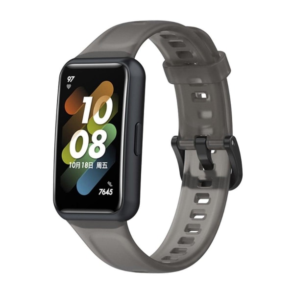Generic Huawei Band 7 Translucent Silicone Watch Strap - Transparent Bla Black