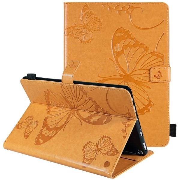 Generic Amazon Fire Hd (2021) Butterfly Pattern Leather Case - Brown