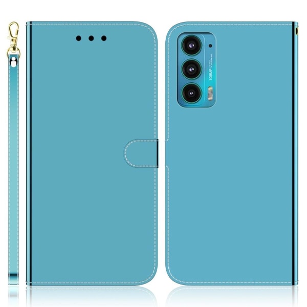 Generic Mirror Motorola Edge (2021) Flip Etui - Blå Blue