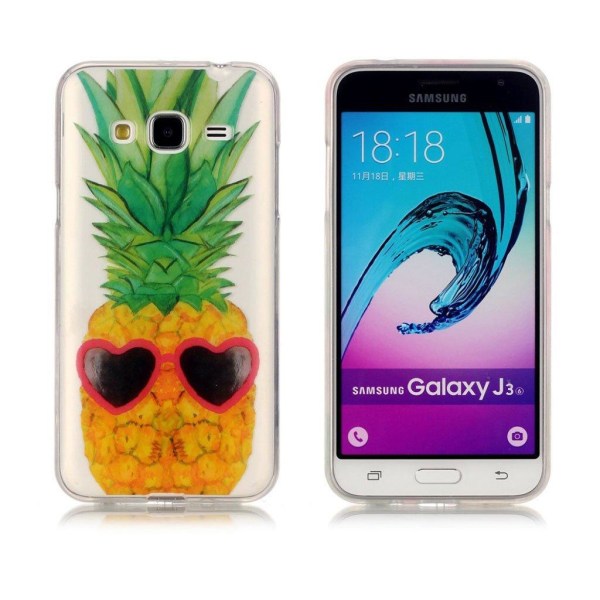 Generic Samsung Galaxy J3 (2016) Silikone Cover - Ananas Med Hjertesolbr Multicolor