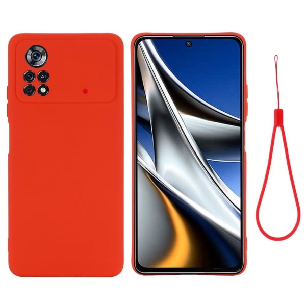 Generic Matte Liquid Silikone Cover Til Xiaomi Poco X4 Pro 5g - Rød Red