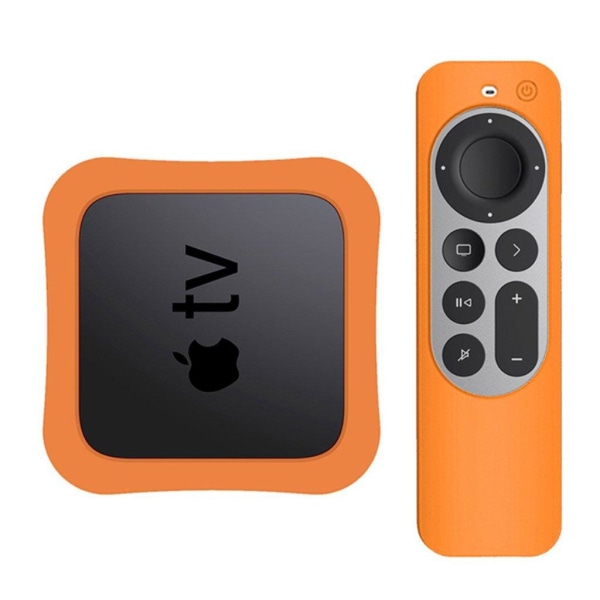 Generic Apple Tv 4k (2021) Set-top Box + Controller Silicone Cover - Ora Orange